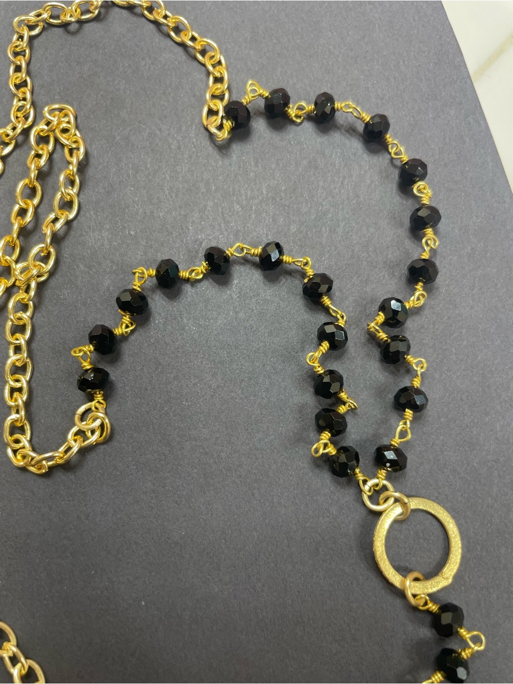 Gold & Black Geometric Pendant Necklace - Women Jewelry - Picture 2 of 6
